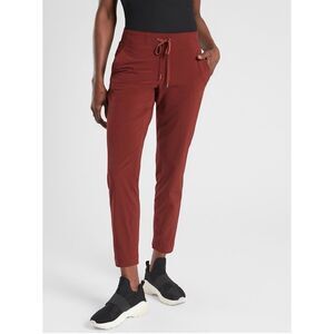 Athleta Midtown Ankle Pant Pull On Elastic Waist Deep Red Size 8 TALL Reflective